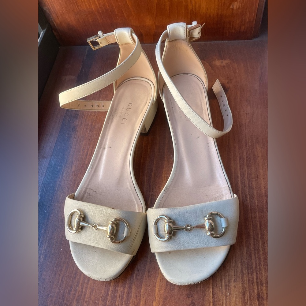 Gucci Cream Sandals with Gold Accents size 36